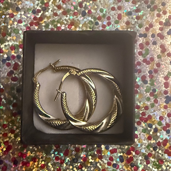 Jewelry - Elegant 925 Gold and Silver Hoop Earrings stamp